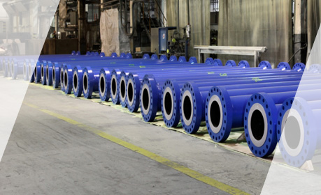 Pipe internals coated with high performance wear resistant polyurethane coating.